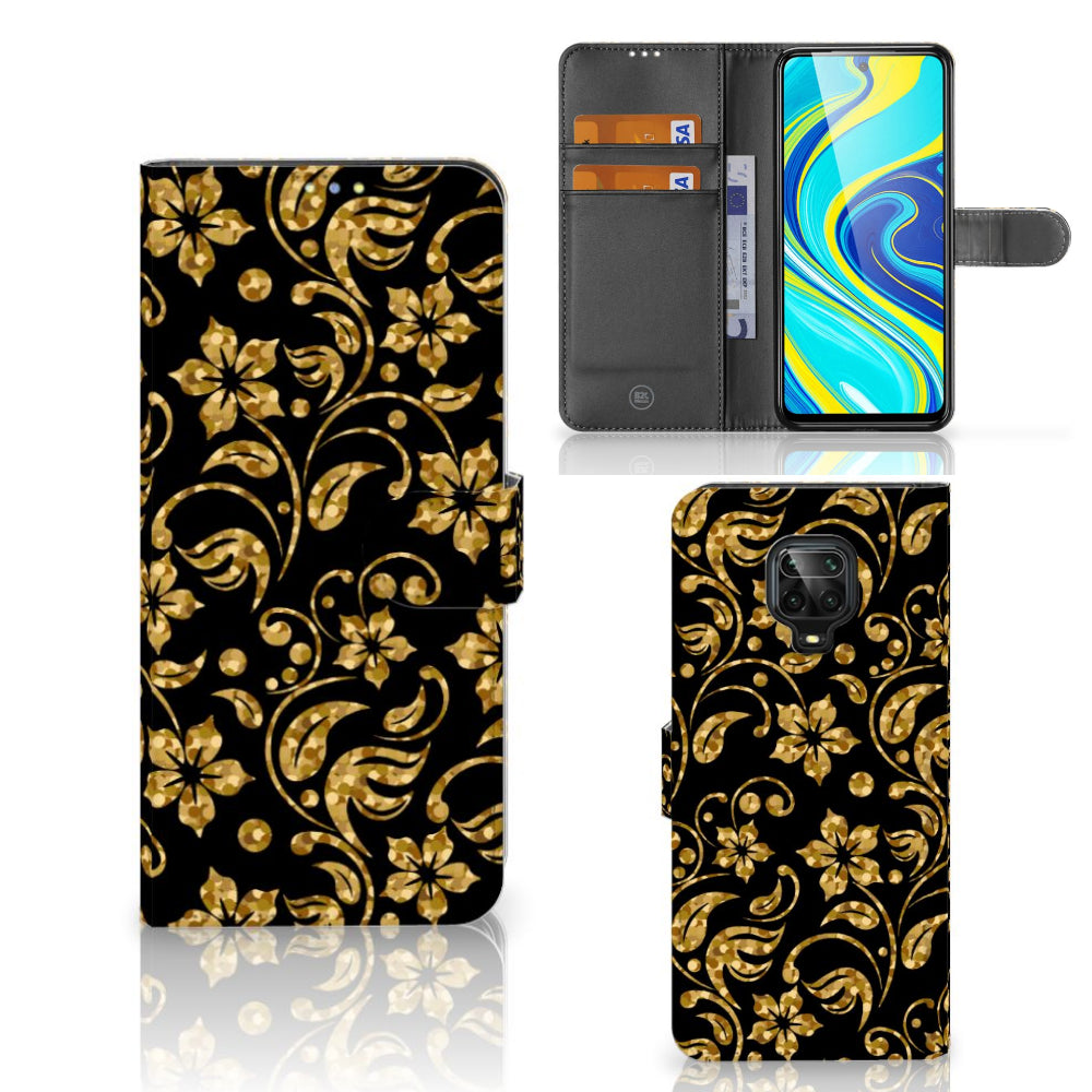 Xiaomi Redmi Note 9 Pro | Note 9S Hoesje Gouden Bloemen