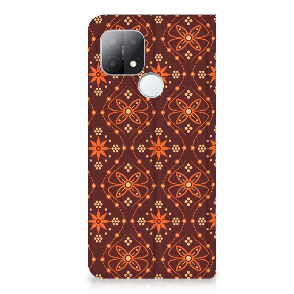 OPPO A15 Hoesje met Magneet Batik Brown - B2C Telecom