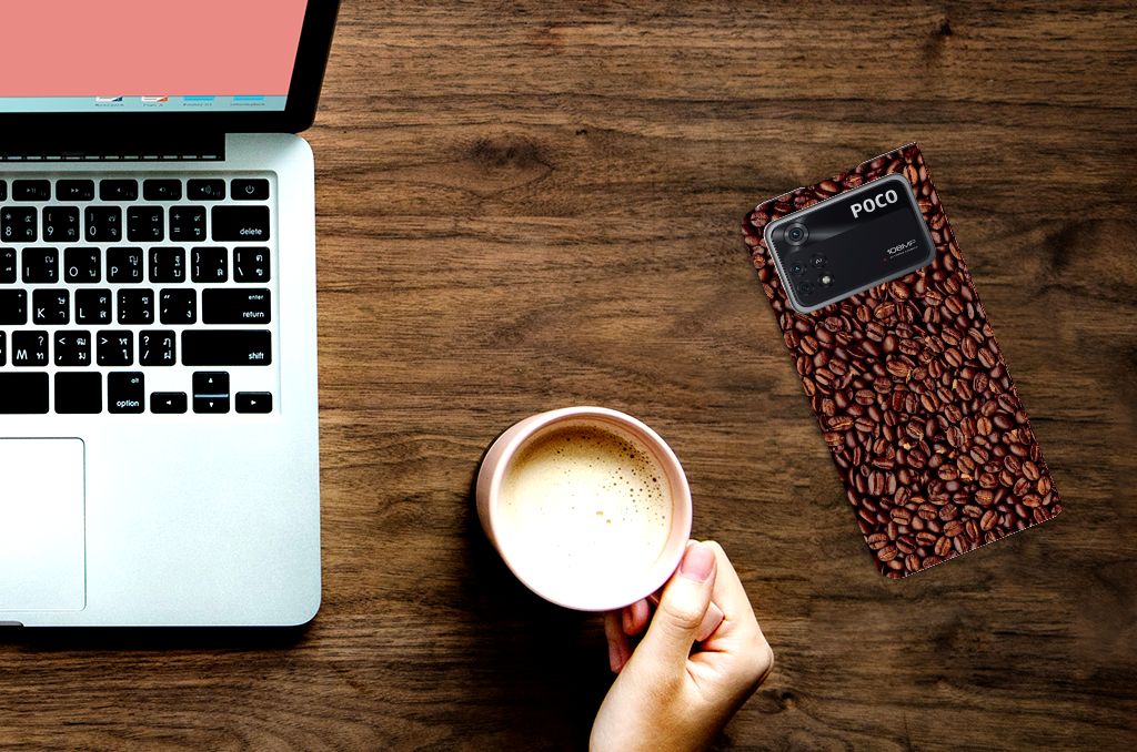 Poco X4 Pro 5G Flip Style Cover Koffiebonen - B2C Telecom