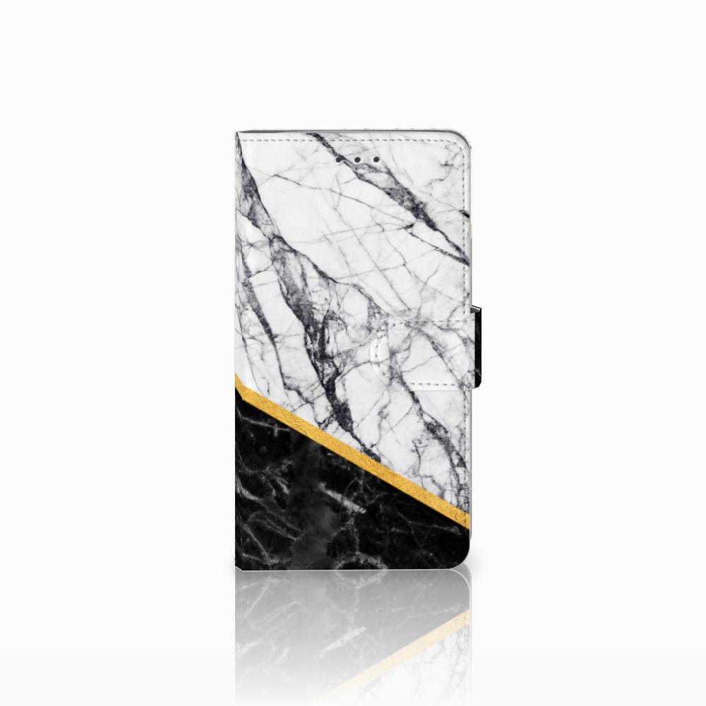 Samsung Galaxy J7 2016 Bookcase Marmer Wit Zwart - Origineel Cadeau Man