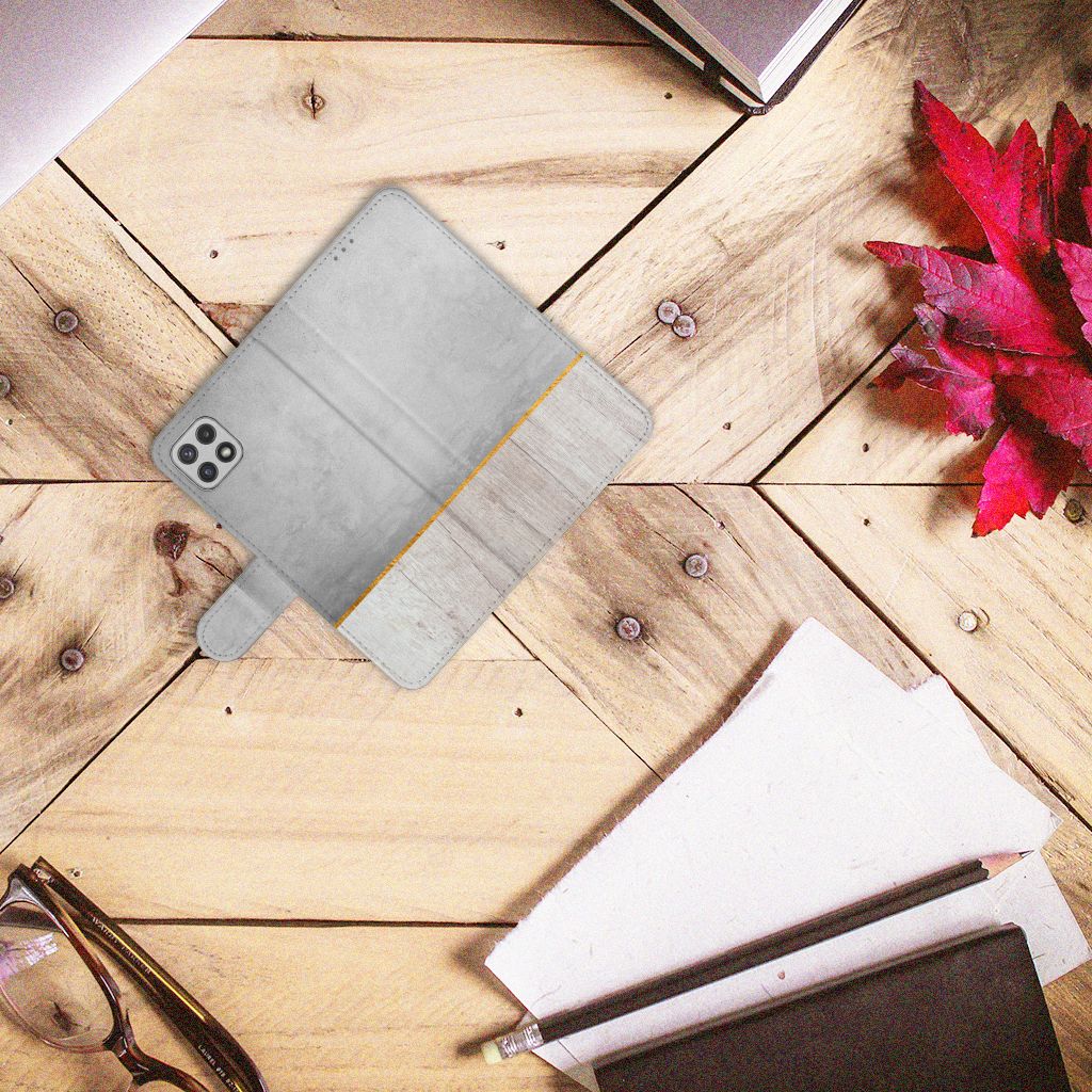 Samsung Galaxy A22 5G Book Style Case Wood Concrete