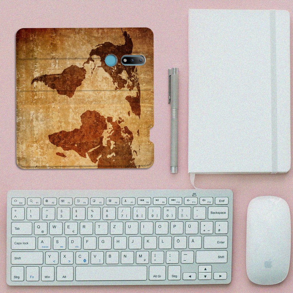 Nokia 2.4 Book Cover Wereldkaart - B2C Telecom