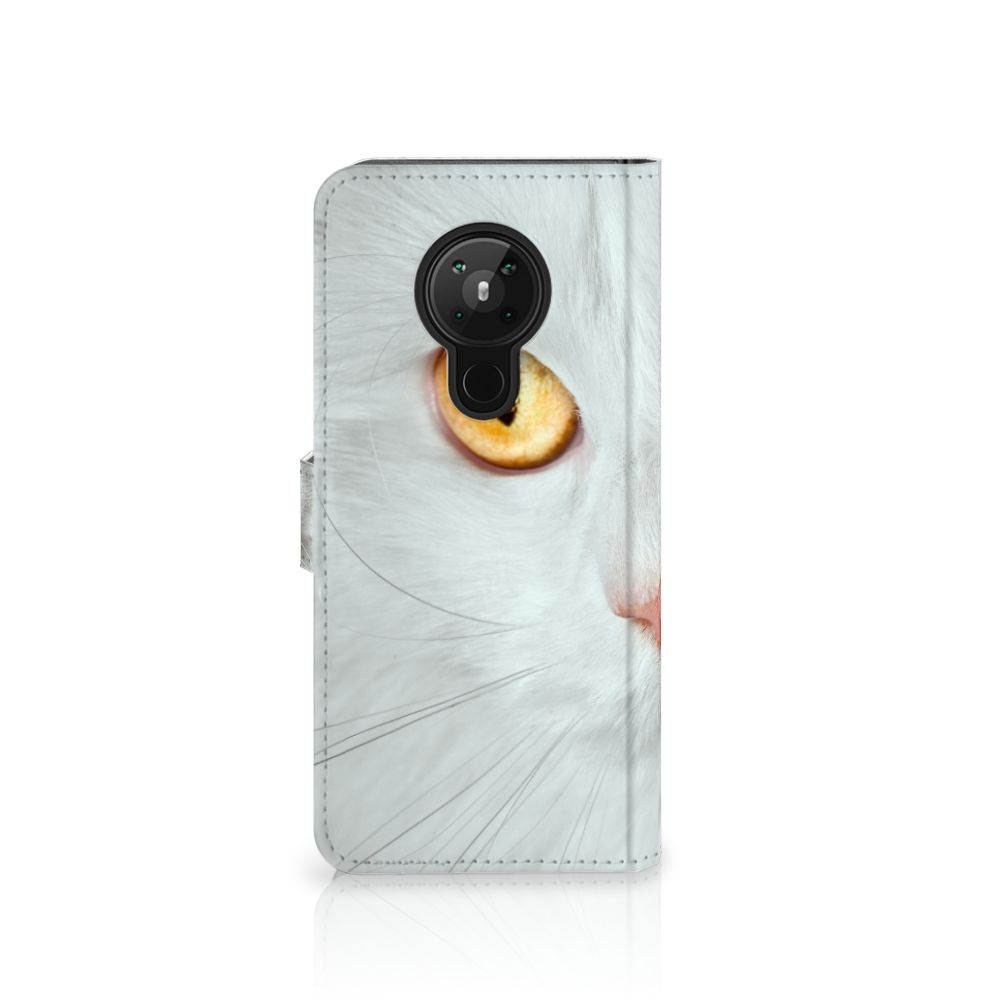 Nokia 5.3 Telefoonhoesje met Pasjes Witte Kat