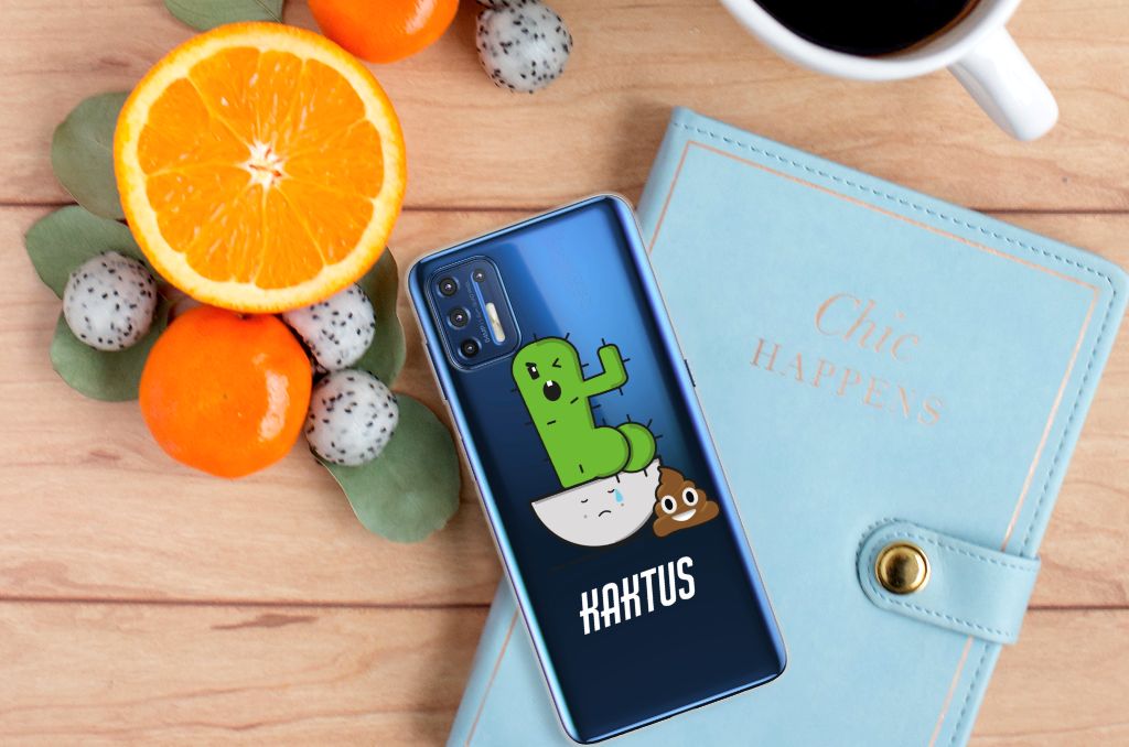 Motorola Moto G9 Plus Telefoonhoesje met Naam Cactus Poo