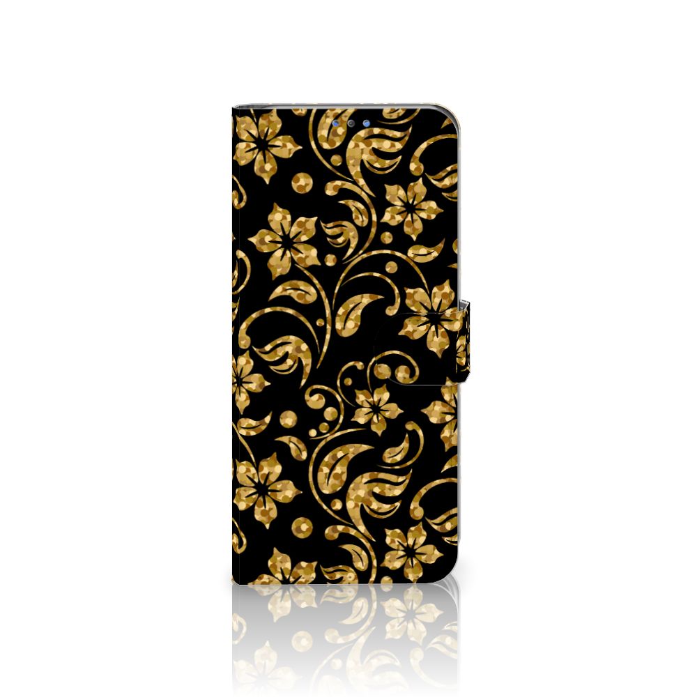Motorola G8 Power Lite Hoesje Gouden Bloemen