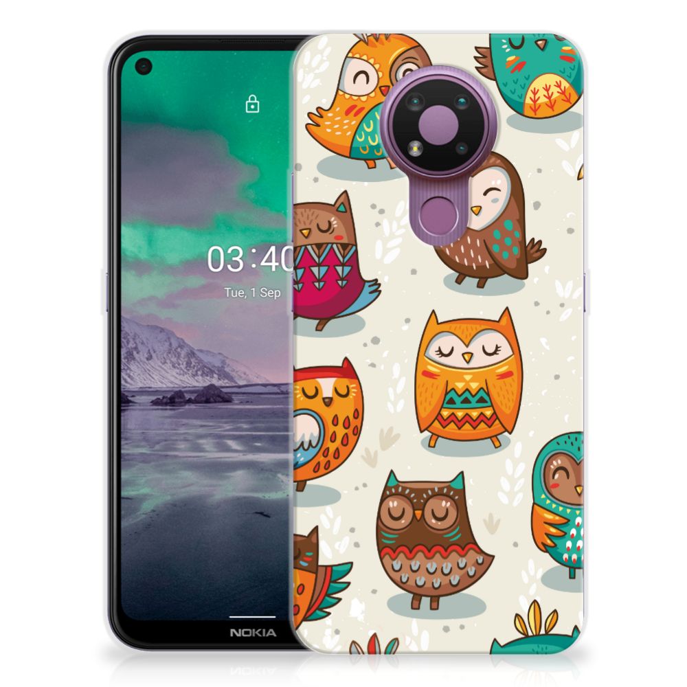 Nokia 3.4 TPU Hoesje Vrolijke Uilen