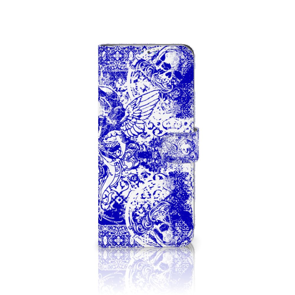 Telefoonhoesje met Naam Motorola G8 Power Lite Angel Skull Blauw