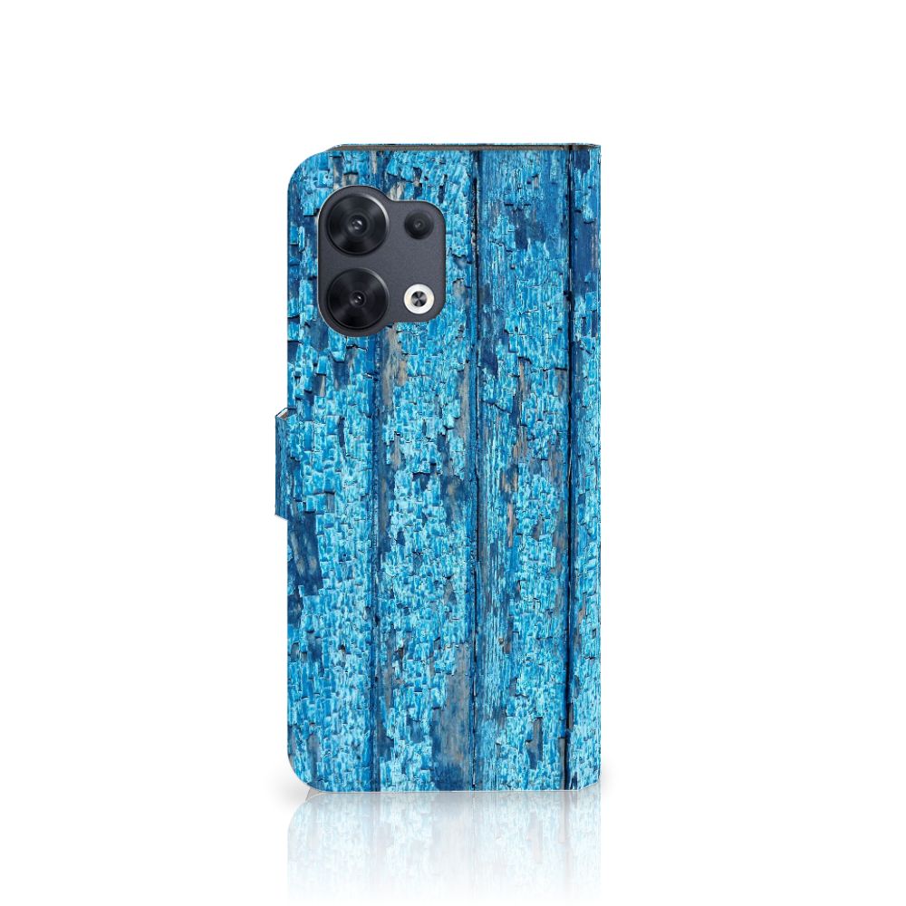 OPPO Reno8 Book Style Case Wood Blue