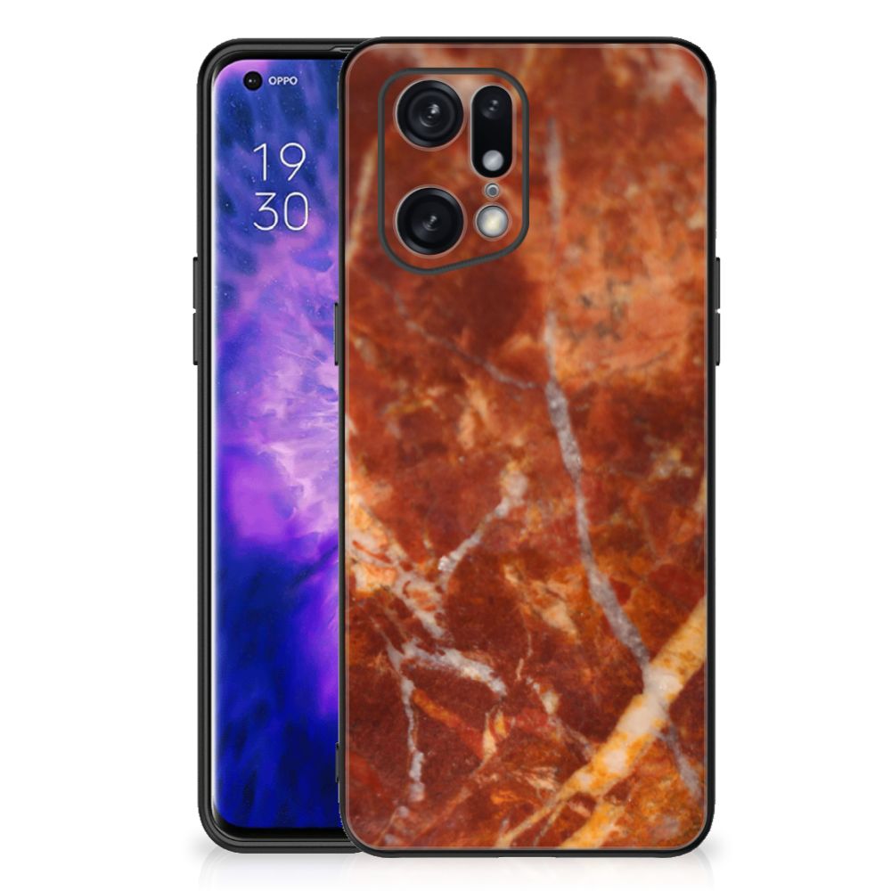 OPPO Find X5 Pro Marmeren Print Telefoonhoesje Marmer Bruin