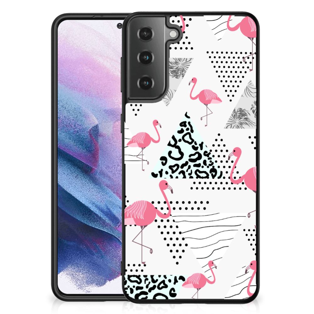 Samsung Galaxy S21 Plus Dierenprint Telefoonhoesje Flamingo Triangle