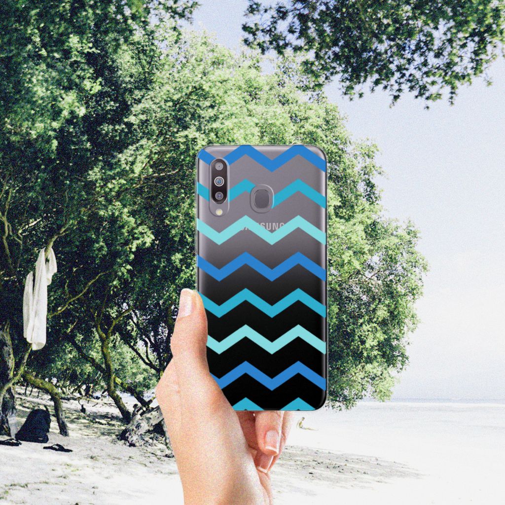 Samsung Galaxy M30 TPU bumper Zigzag Blauw