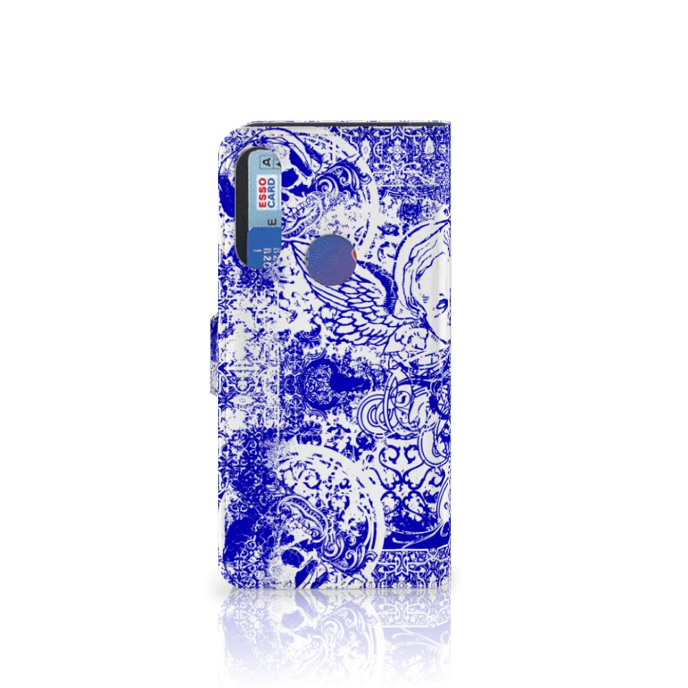 Telefoonhoesje met Naam Alcatel 1S 2020 Angel Skull Blauw