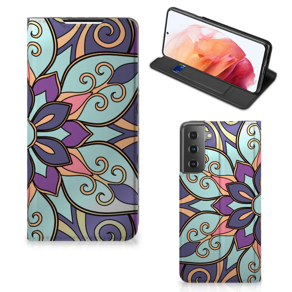 Samsung Galaxy S21 Smart Cover Purple Flower