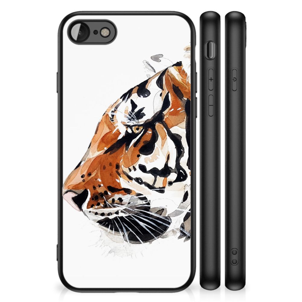 Kleurrijke Telefoonhoesje iPhone SE 2022 | SE 2020 | 7/8 Watercolor Tiger met een tiger design.
