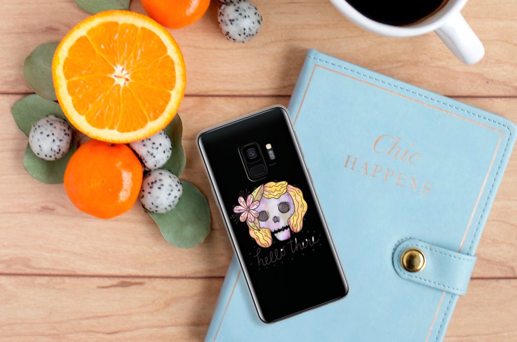 Silicone Back Case Samsung Galaxy S9 Boho Skull