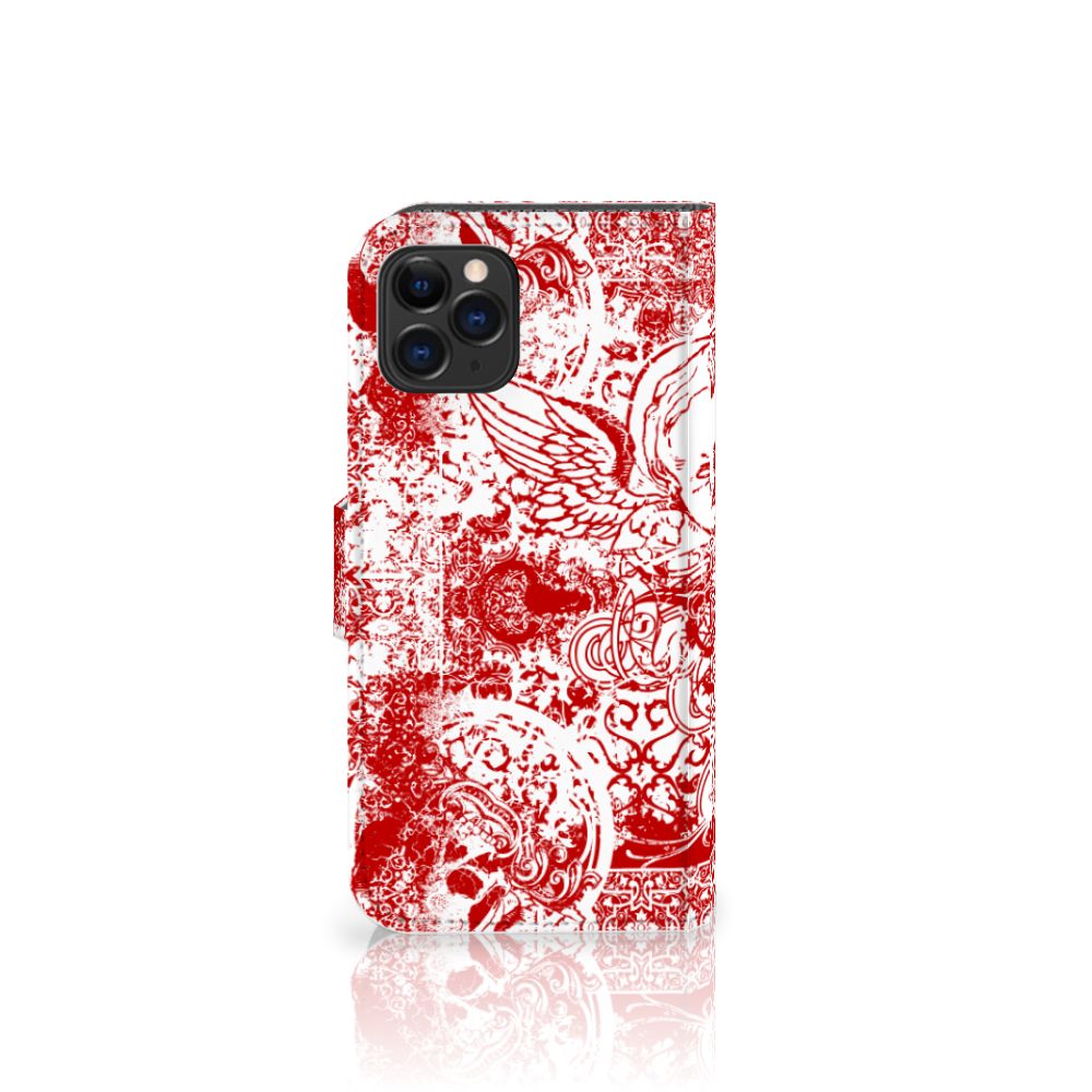 Telefoonhoesje met Naam Apple iPhone 11 Pro Angel Skull Rood