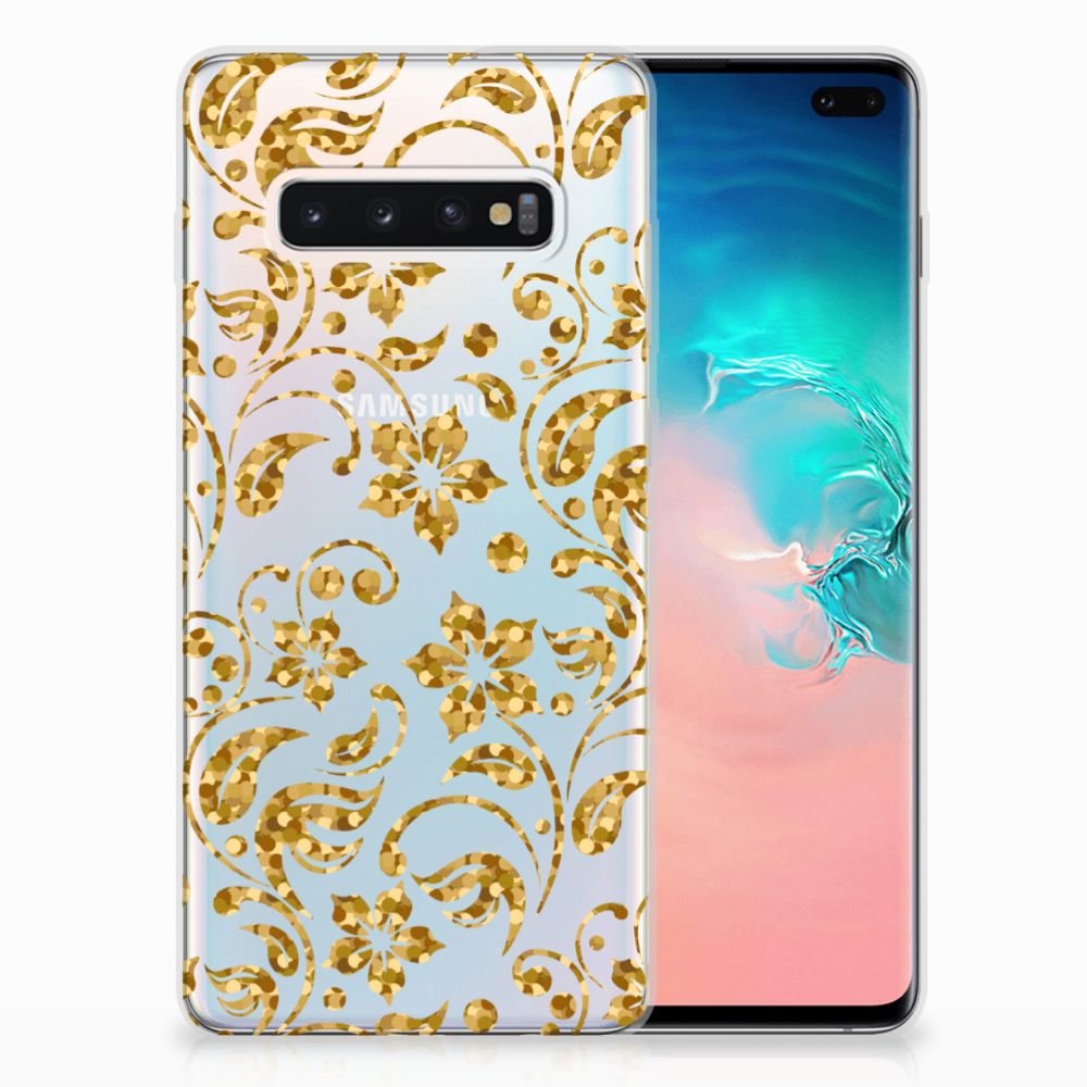 Samsung Galaxy S10 Plus TPU Case Gouden Bloemen