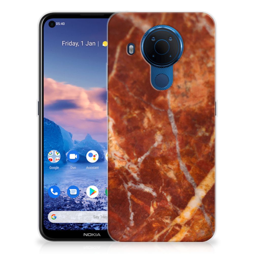 Nokia 5.4 TPU Siliconen Hoesje Marmer Bruin