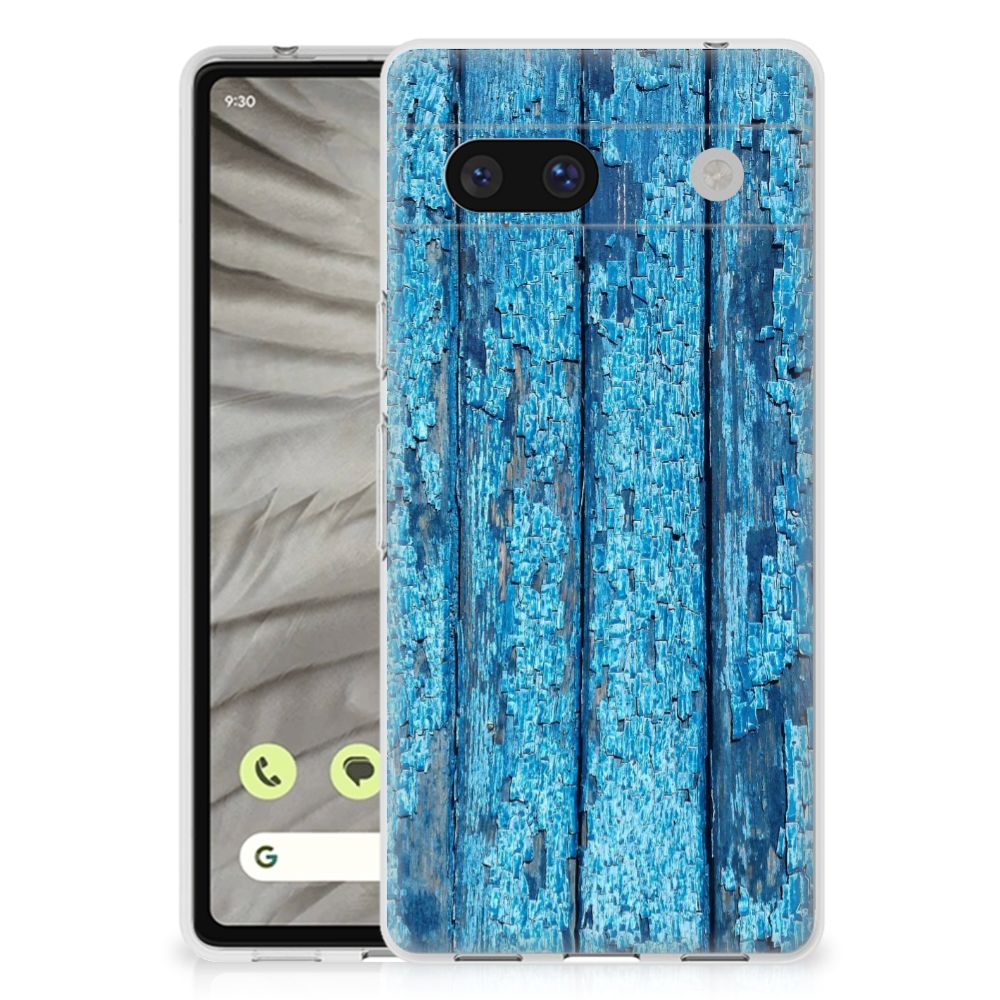 Google Pixel 7A Bumper Hoesje Wood Blue