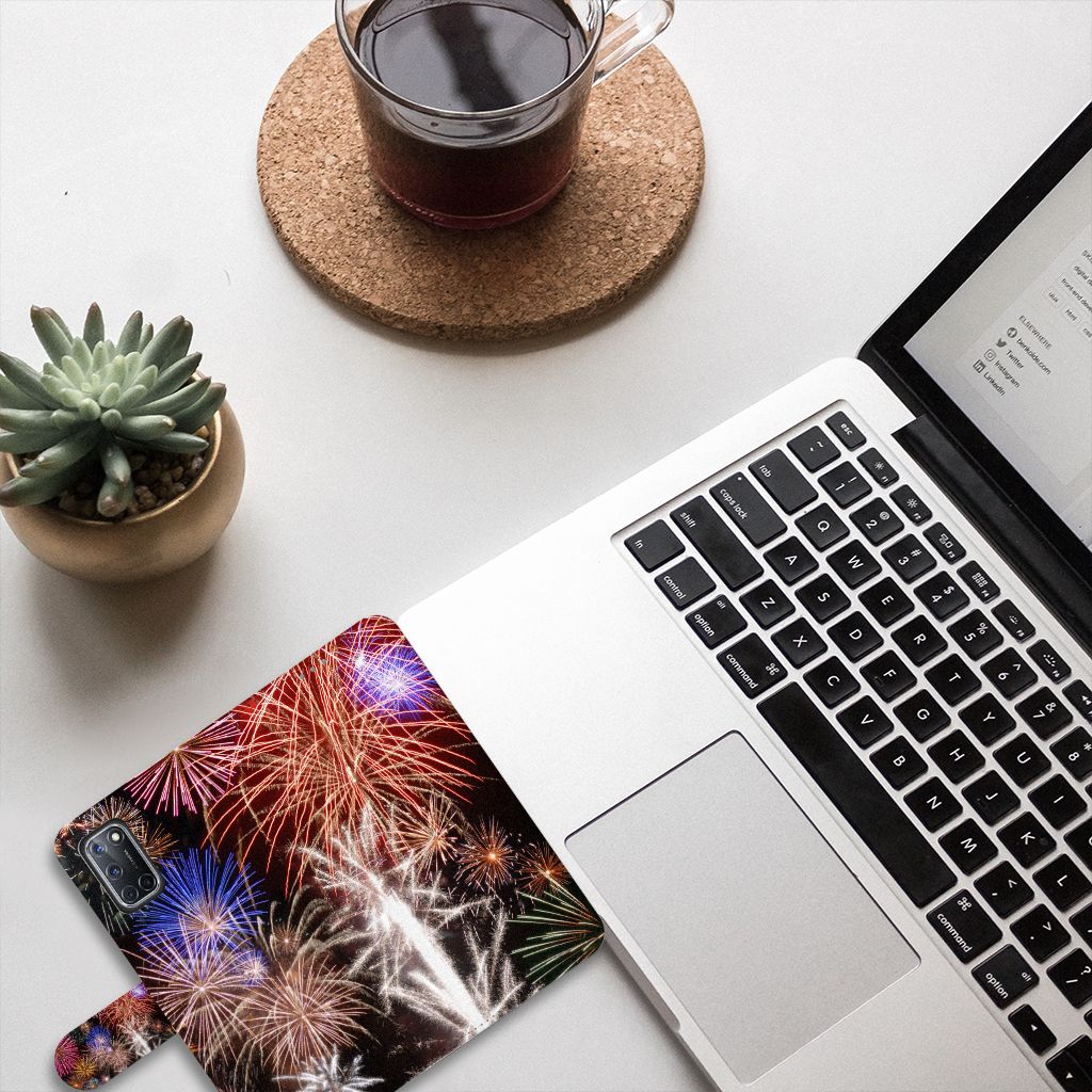 OPPO A72 | OPPO A52 Wallet Case met Pasjes Vuurwerk