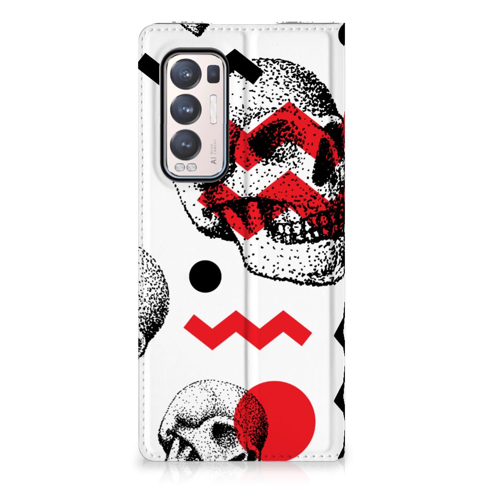 Mobiel BookCase OPPO Find X3 Neo Skull Red - B2C Telecom