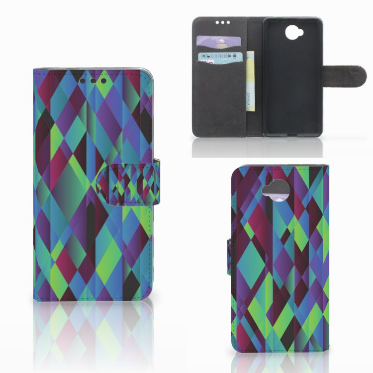 Microsoft Lumia 650 Book Case Abstract Green Blue