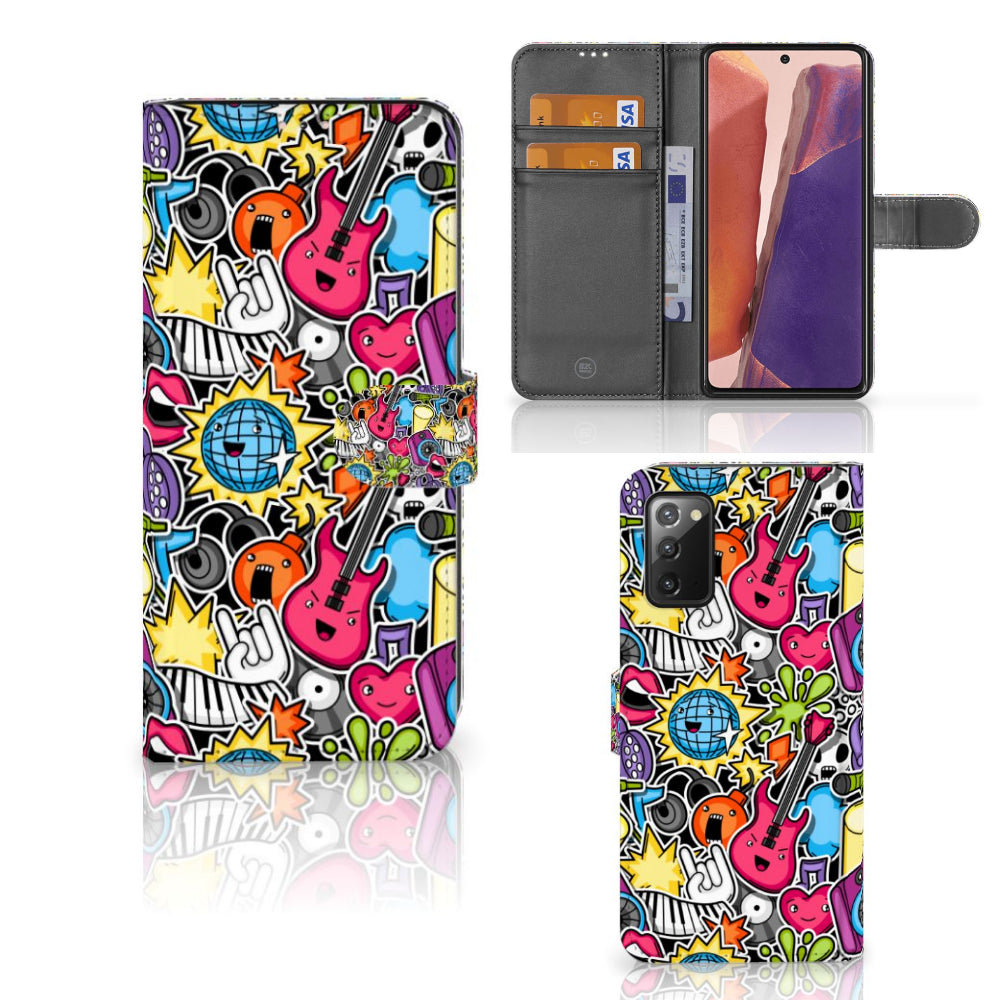 Samsung Galaxy Note 20 Wallet Case met Pasjes Punk Rock