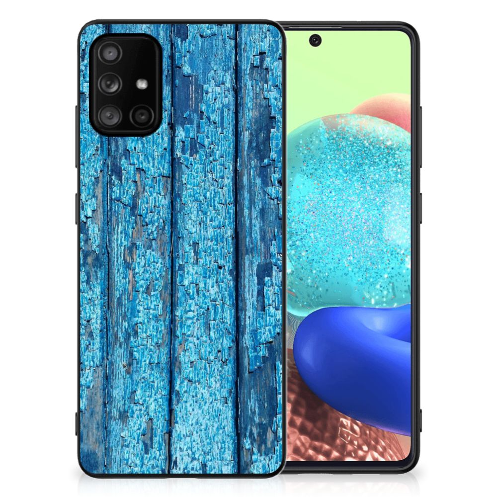 Samsung Galaxy A71 Houten Print Telefoonhoesje Wood Blue