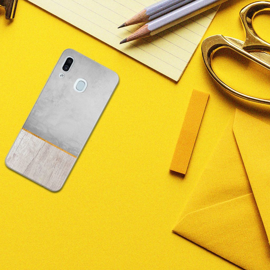 Samsung Galaxy A30 Bumper Hoesje Wood Concrete