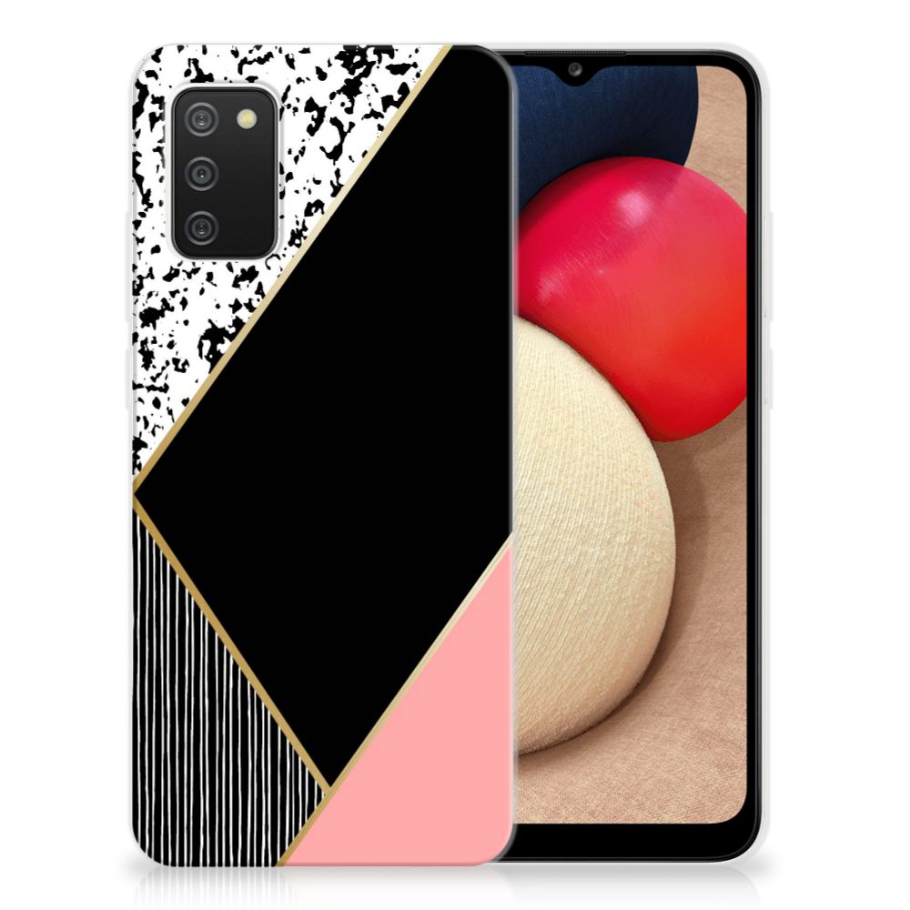 Samsung Galaxy A02s TPU Hoesje Zwart Roze Vormen B2C Telecom