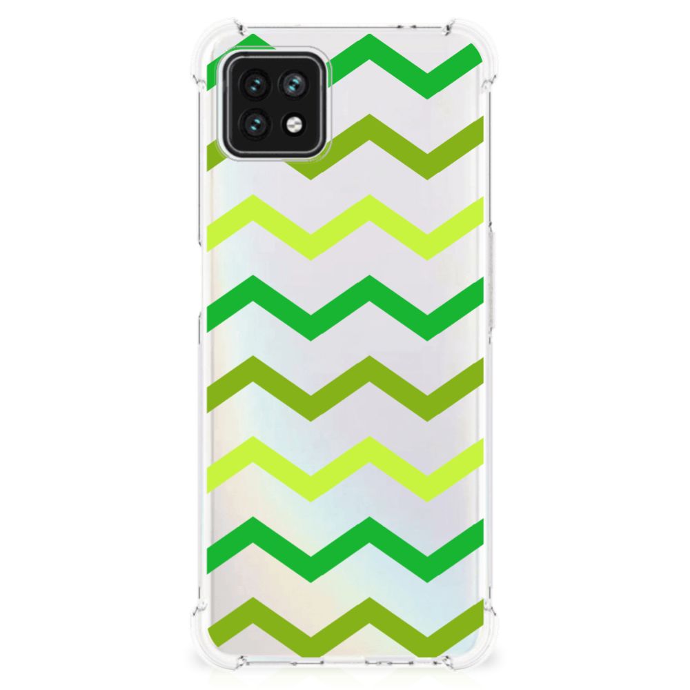 OPPO A53 5G | A73 5G Doorzichtige Silicone Hoesje Zigzag Groen