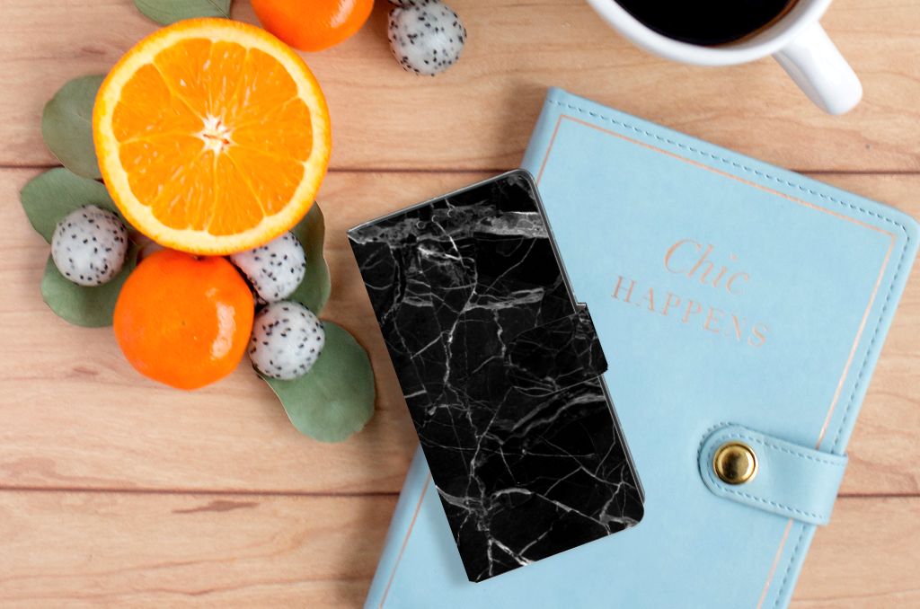 Sony Xperia XA1 Bookcase Marmer Zwart - Origineel Cadeau Vader