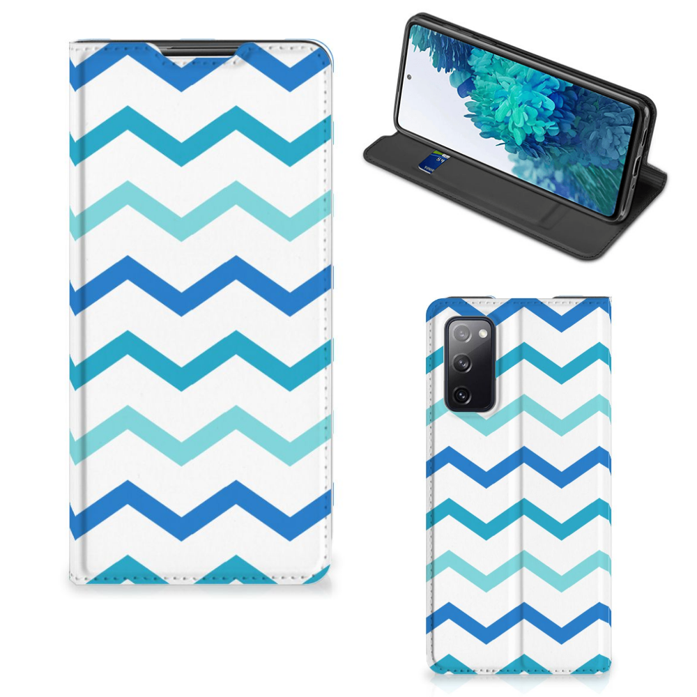 Samsung Galaxy S20 FE Hoesje met Magneet Zigzag Blauw - B2C Telecom
