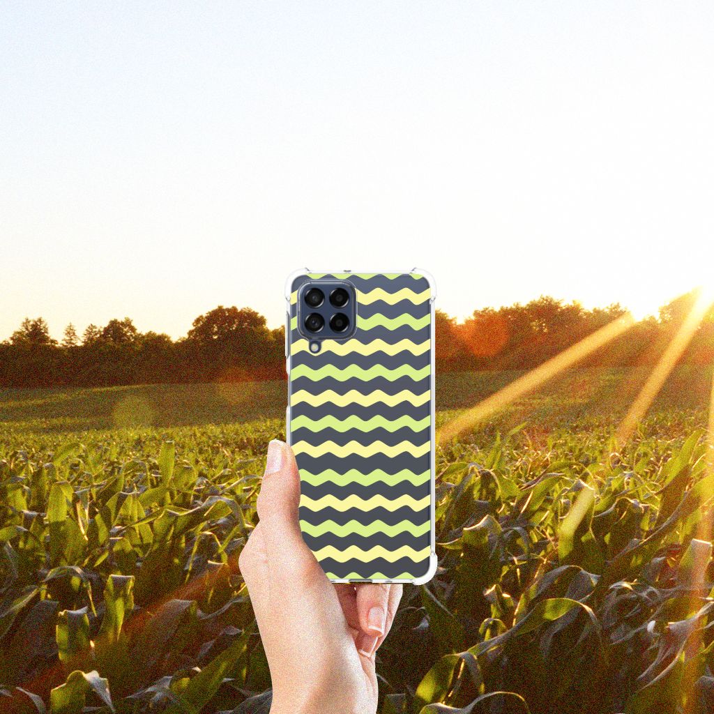 Samsung Galaxy M53 Doorzichtige Silicone Hoesje Waves Yellow B2C Telecom