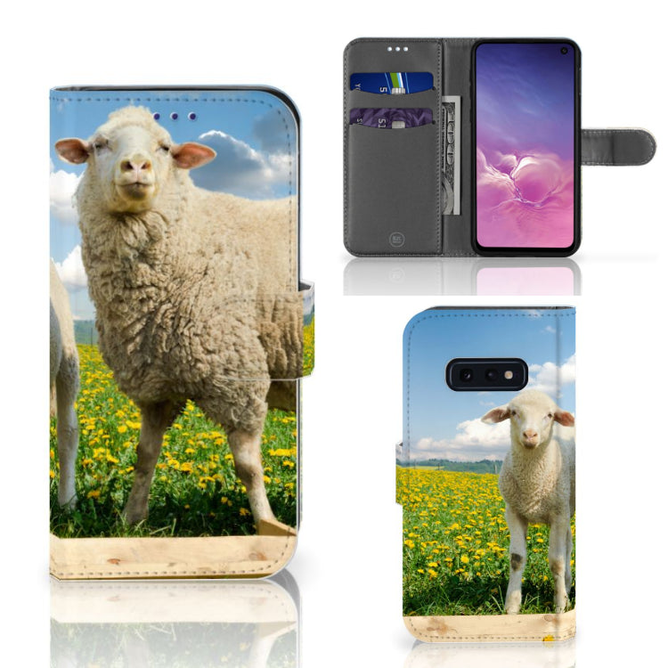 Samsung Galaxy S10e Telefoonhoesje met Pasjes Schaap en Lammetje