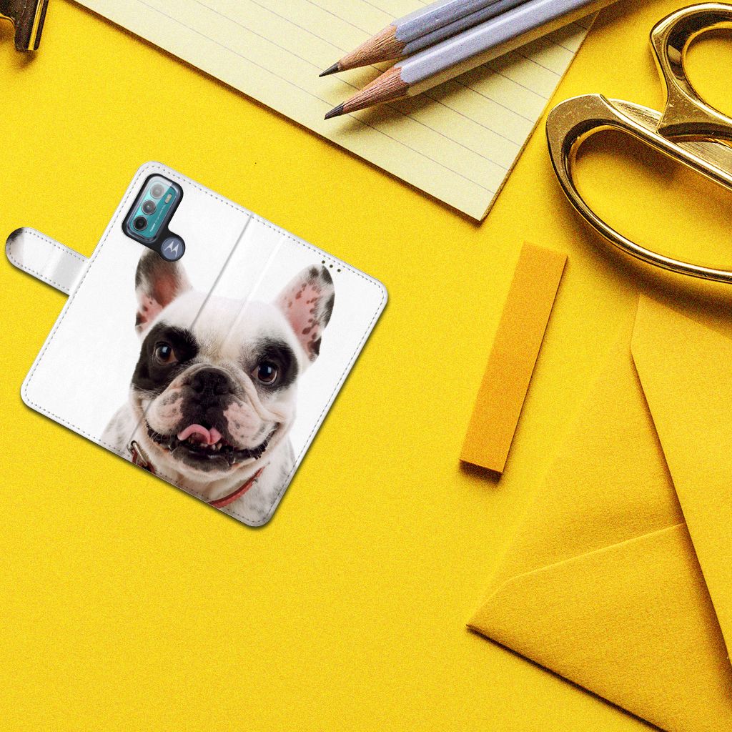 Motorola Moto G60 Telefoonhoesje met Pasjes Franse Bulldog