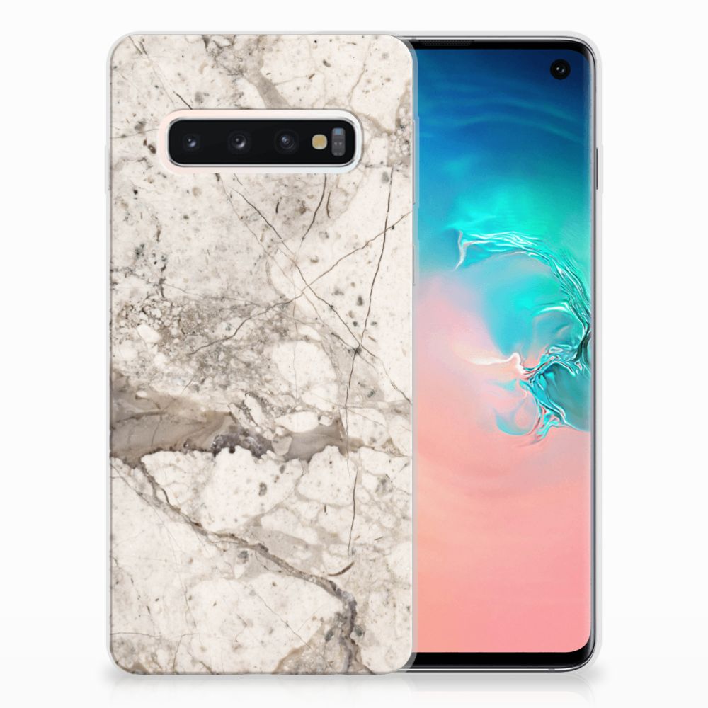 Samsung Galaxy S10 TPU Siliconen Hoesje Marmer Beige