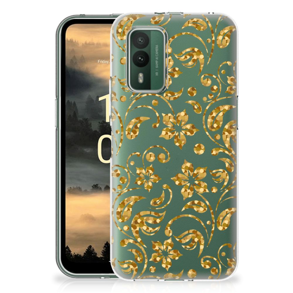 Nokia XR21 TPU Case Gouden Bloemen