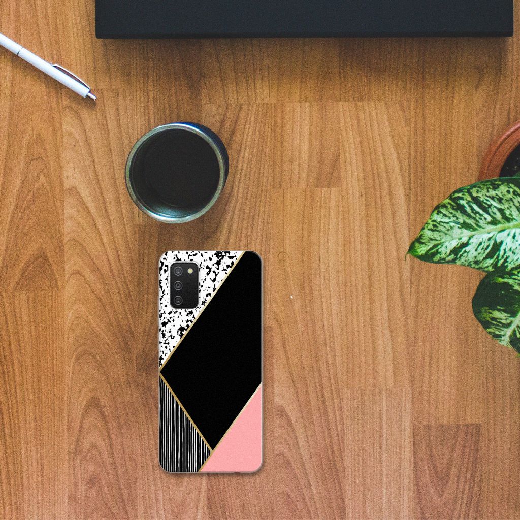 Samsung Galaxy A02s TPU Hoesje Zwart Roze Vormen B2C Telecom