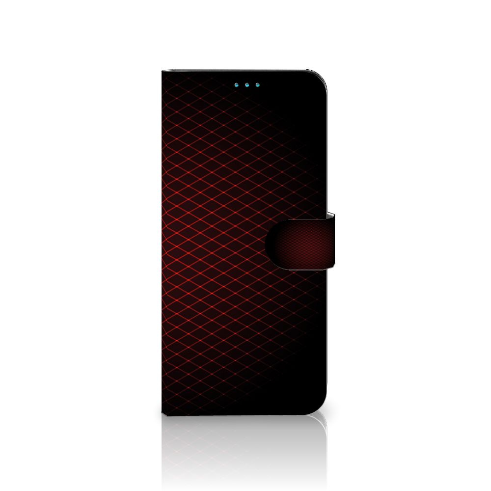 Motorola Moto G51 5G Telefoon Hoesje Geruit Rood met geometrisch ontwerp en sluitlipje.