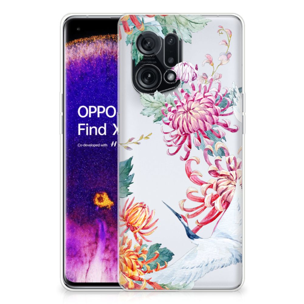 OPPO Find X5 TPU Hoesje Bird Flowers B2C Telecom