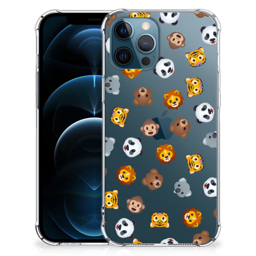 Doorzichtige Silicone Hoesje voor iPhone 12 | 12 Pro Dieren Emojis