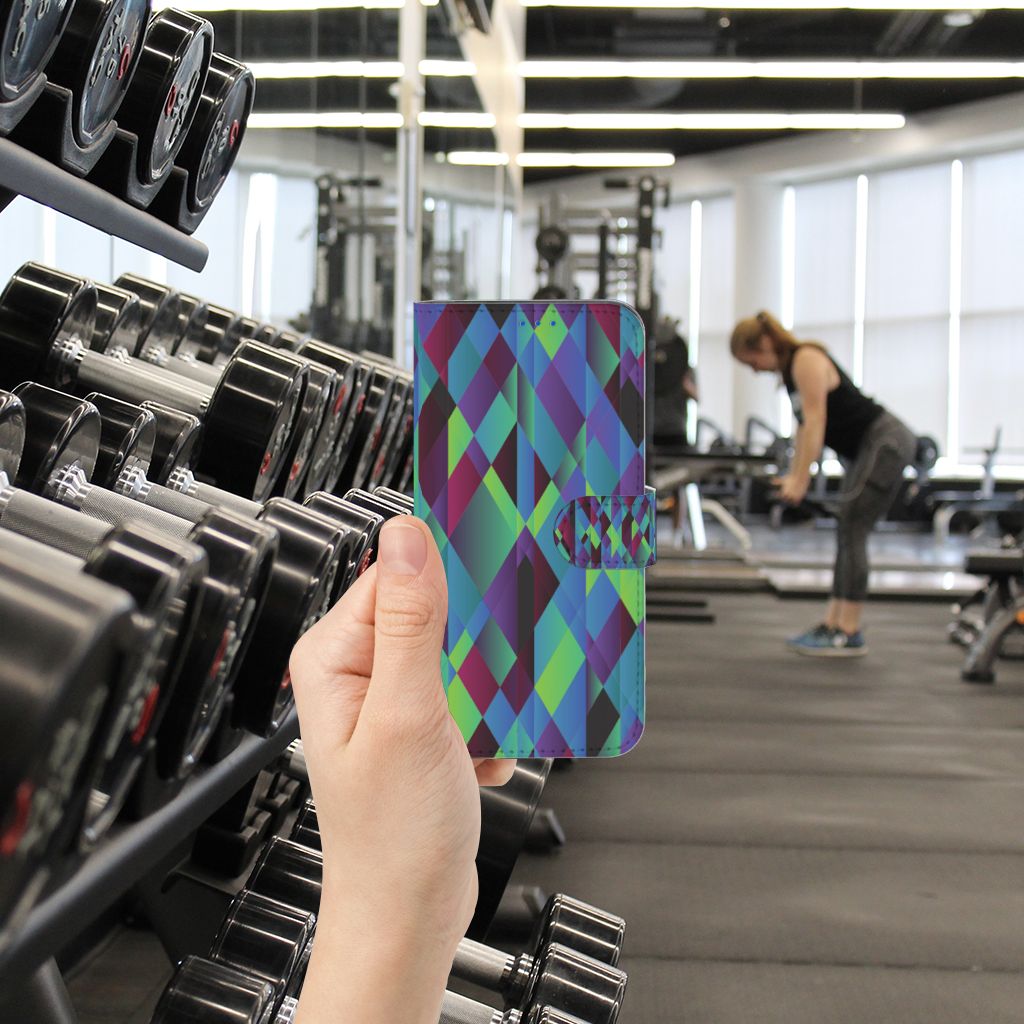 OPPO Reno6 5G Book Case Abstract Green Blue