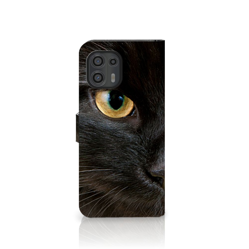 Motorola Edge 20 Lite Telefoonhoesje met Pasjes Zwarte Kat