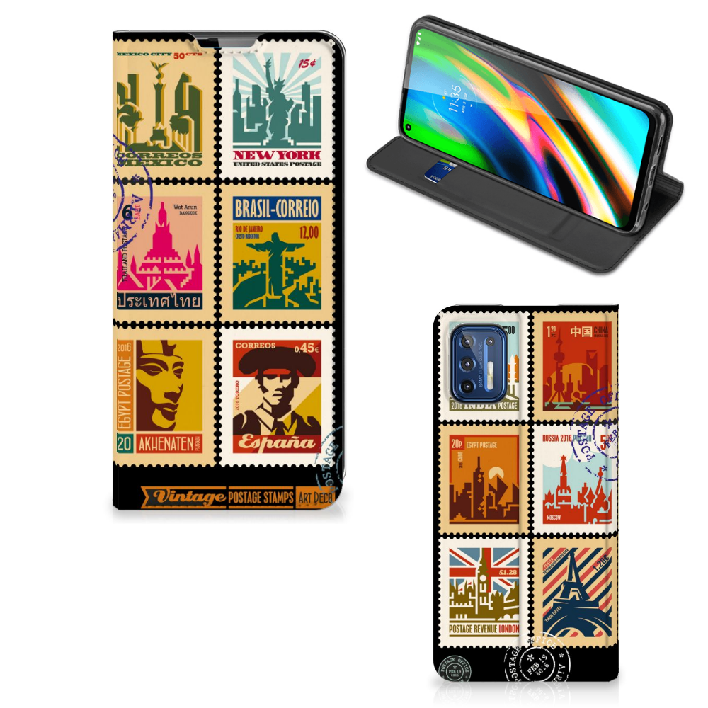 Motorola Moto G9 Plus Book Cover Postzegels - B2C Telecom