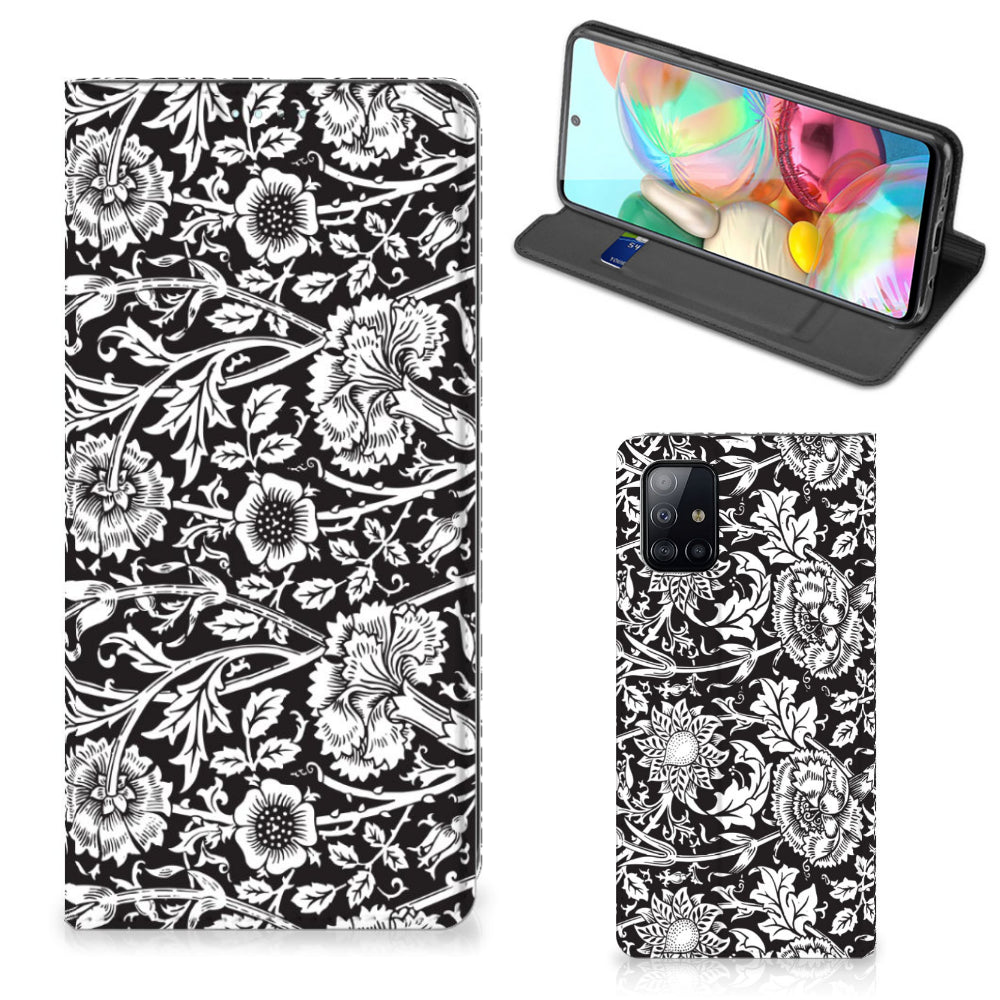 Samsung Galaxy A71 Smart Cover Black Flowers