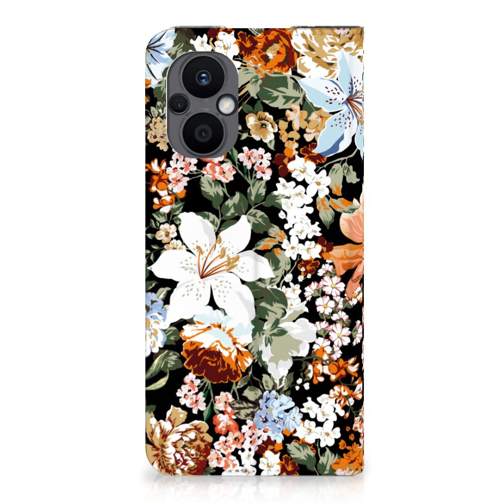 Smart Cover voor OPPO Reno8 Lite Dark Flowers - B2C Telecom