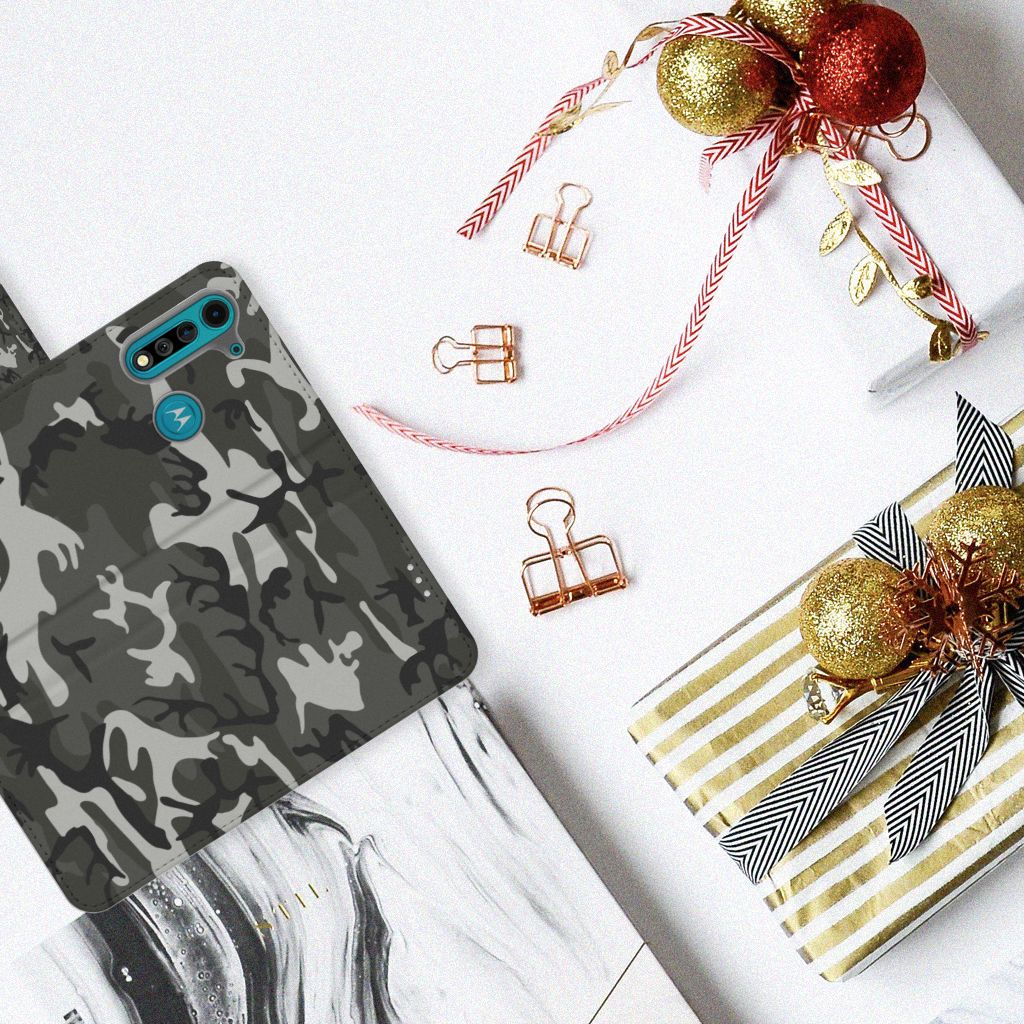 Motorola G8 Power Lite Telefoon Hoesje Army Light