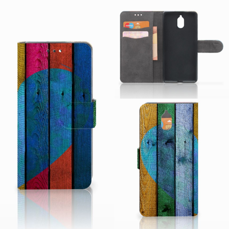 Nokia 3.1 (2018) Book Style Case Wood Heart - Cadeau voor je Vriend