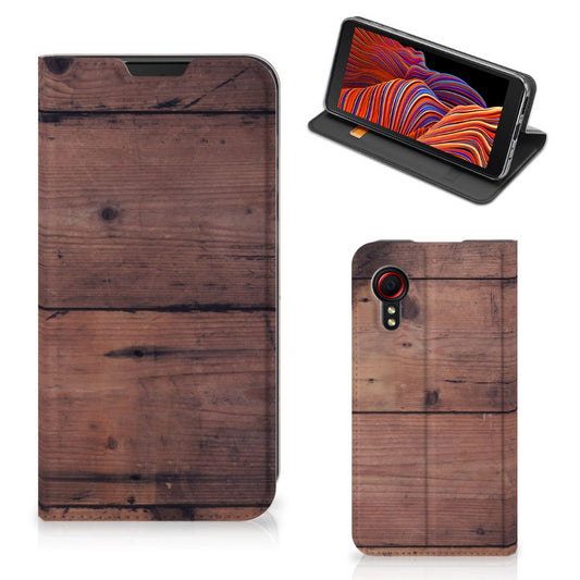 Samsung Galaxy Xcover 5 Book Wallet Case Old Wood